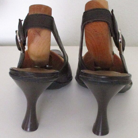 BCBGirls "Syndeez" Womens Brown Leather Slingback 3" Heel - Size 6M - Picture 6 of 8